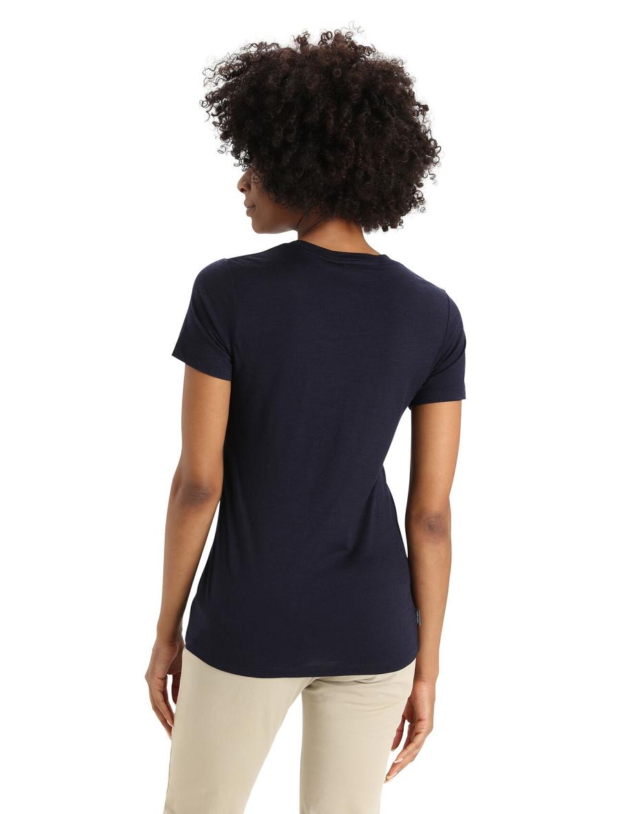 Midnight Navy Icebreaker Merino Tech Lite II Short Sleeve Plastic Free Women's T Shirts | AU 1600WNBY